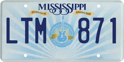 MS license plate LTM871