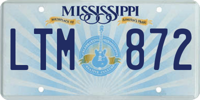 MS license plate LTM872