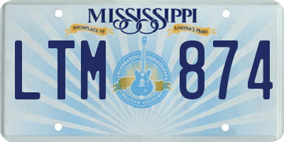 MS license plate LTM874