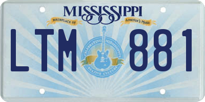 MS license plate LTM881