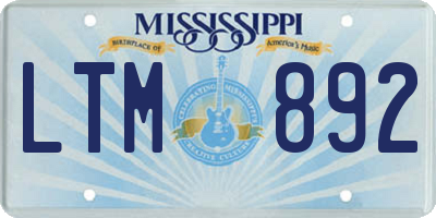 MS license plate LTM892