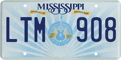 MS license plate LTM908