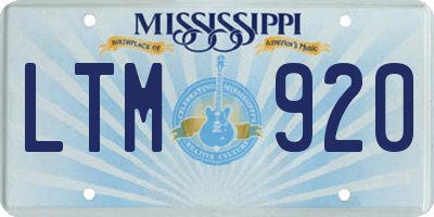 MS license plate LTM920
