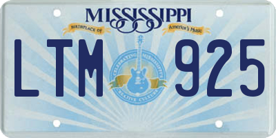 MS license plate LTM925