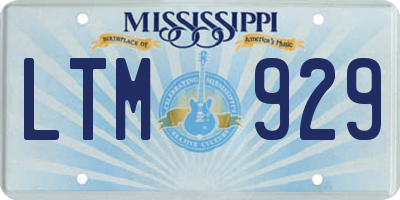 MS license plate LTM929