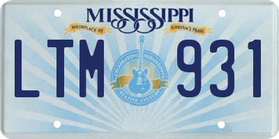 MS license plate LTM931
