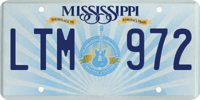 MS license plate LTM972