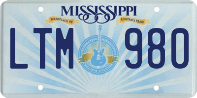 MS license plate LTM980