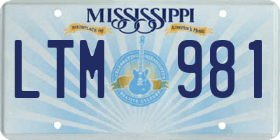 MS license plate LTM981