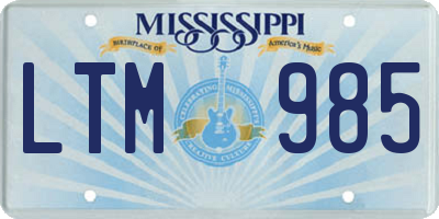 MS license plate LTM985