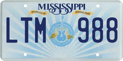 MS license plate LTM988