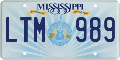 MS license plate LTM989