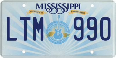 MS license plate LTM990