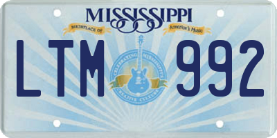 MS license plate LTM992