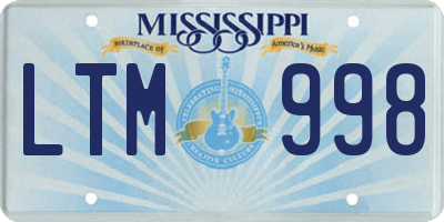 MS license plate LTM998