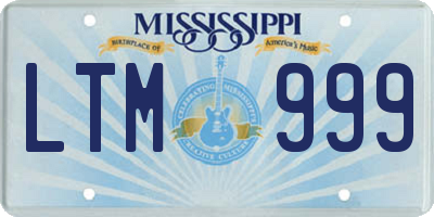 MS license plate LTM999