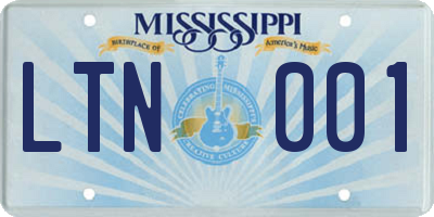 MS license plate LTN001