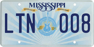 MS license plate LTN008