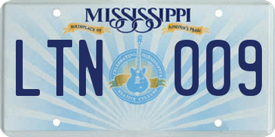 MS license plate LTN009
