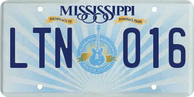 MS license plate LTN016