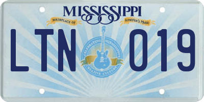 MS license plate LTN019