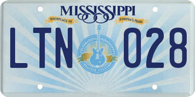 MS license plate LTN028