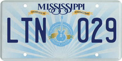 MS license plate LTN029