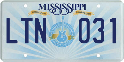 MS license plate LTN031