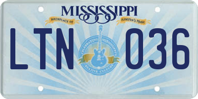 MS license plate LTN036