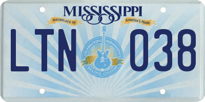 MS license plate LTN038