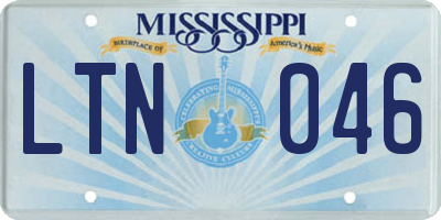 MS license plate LTN046