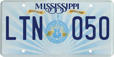 MS license plate LTN050