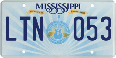 MS license plate LTN053