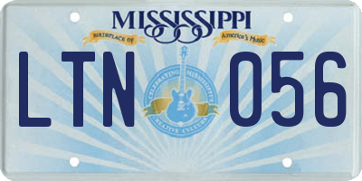 MS license plate LTN056