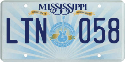 MS license plate LTN058