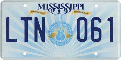 MS license plate LTN061
