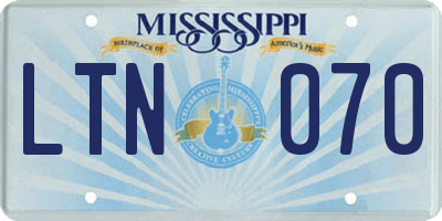 MS license plate LTN070