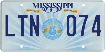 MS license plate LTN074