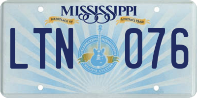 MS license plate LTN076