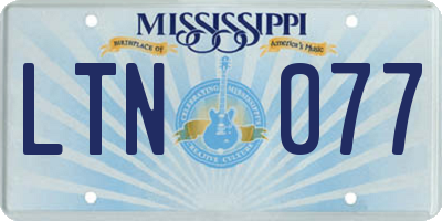 MS license plate LTN077