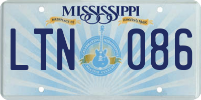 MS license plate LTN086