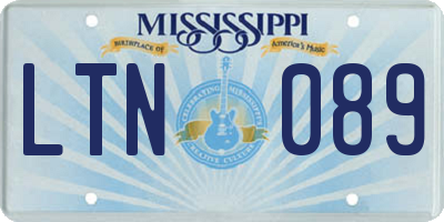 MS license plate LTN089