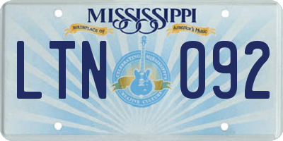 MS license plate LTN092