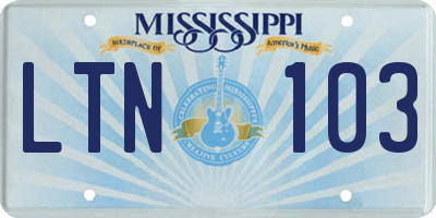 MS license plate LTN103