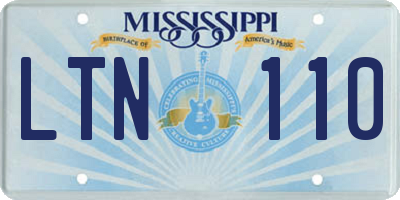 MS license plate LTN110
