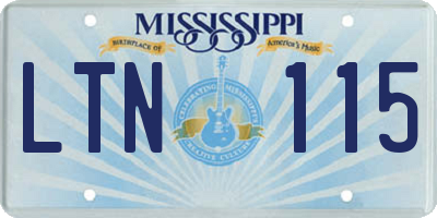 MS license plate LTN115
