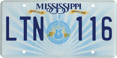MS license plate LTN116