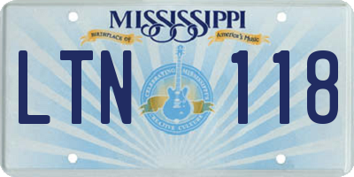 MS license plate LTN118