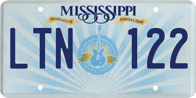 MS license plate LTN122