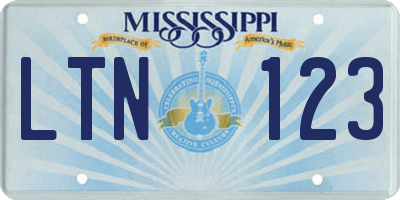 MS license plate LTN123